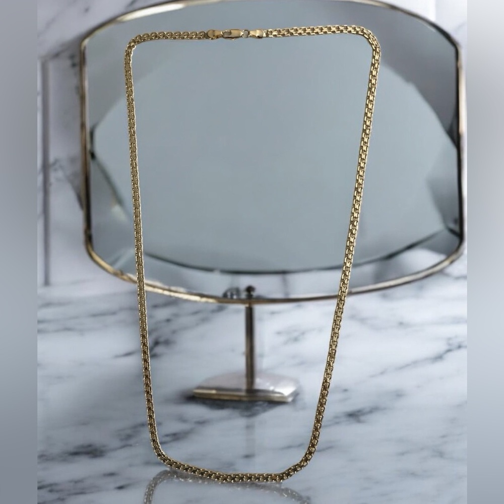 Flat Round Box Style 14K Gold Electroplated Chain